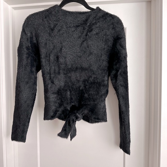 Express long sleeve fuzzy tie front mock neck sweater - Picture 1 of 2